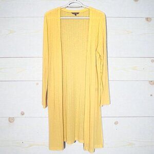 GEORGE 3/4 Long Bright Yellow Long Sleeve Cardigan Sweater size Large